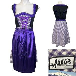 Lifos Landhaus-undTrachtenmode Dirndl dress with apron Oktoberfest cotton blend